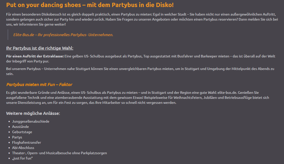 Disko-Bus Vermietung